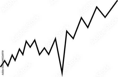 Black linear chart showing continuous data flow across a defined axis.