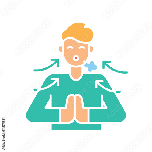 Breathwork  color flat icon for digital and print projects.