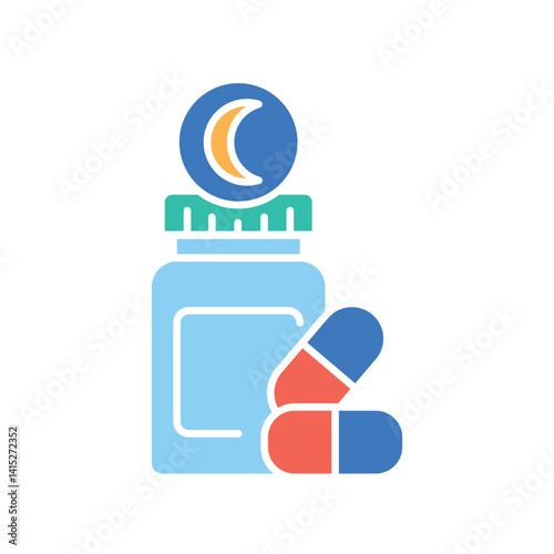 Melatonin optimization  color flat icon for digital and print projects.
