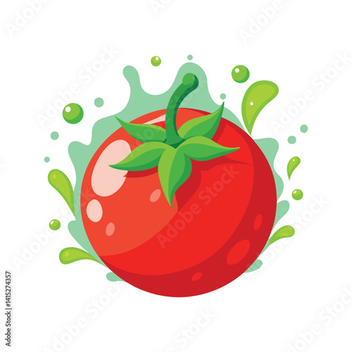 Vibrant Tomato with Green Splash