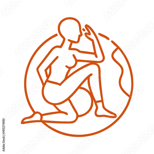 Bhumisparsa Mudra Pose Line Art Illustration photo