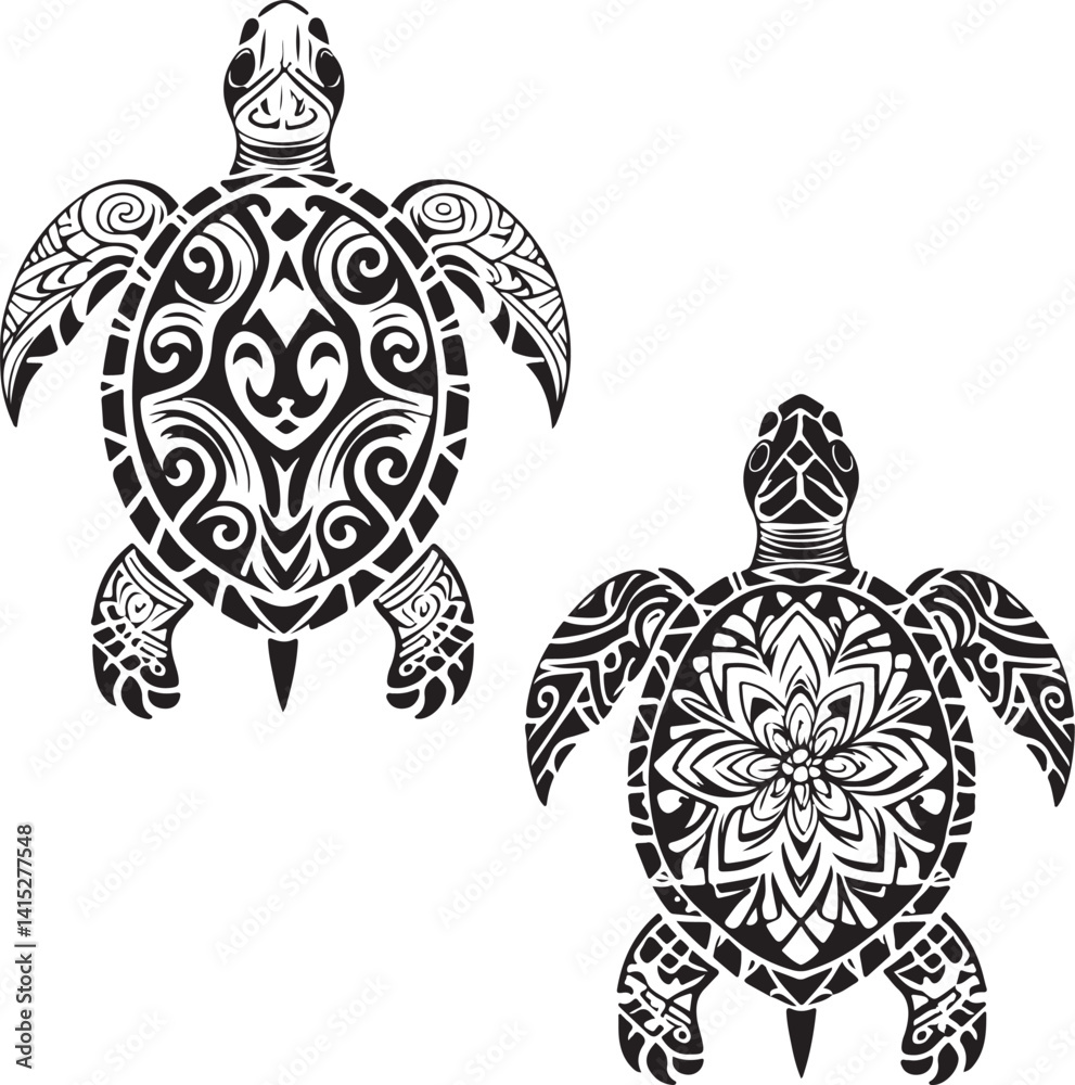 Naklejka premium Tribal Turtle Tattoo Designs