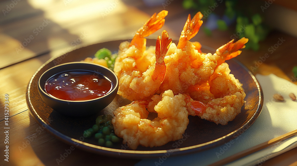 Freshly fried tempura with dipping sauce