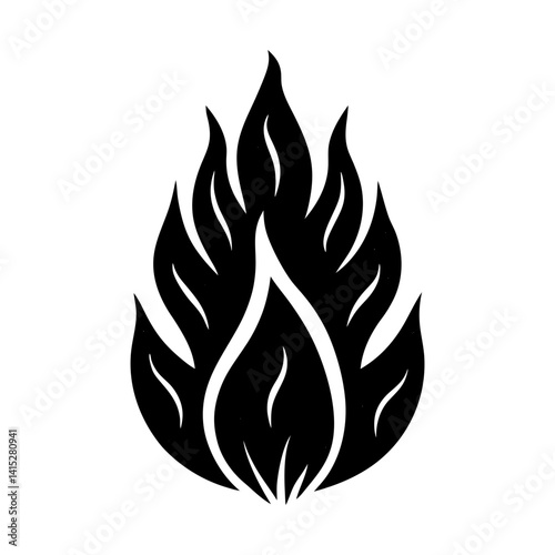 Vector graphic of a stylized flame illustration silhouette