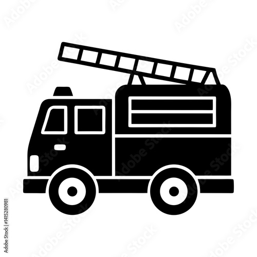 Emergency vehicle fire engine rescue truck icon art silhouette