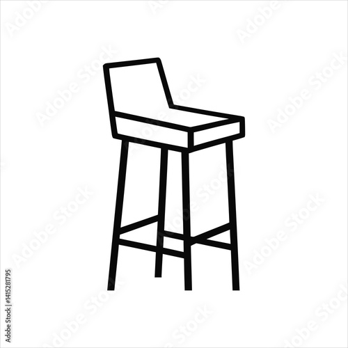 Bar stool icon, representing furniture or seating design
