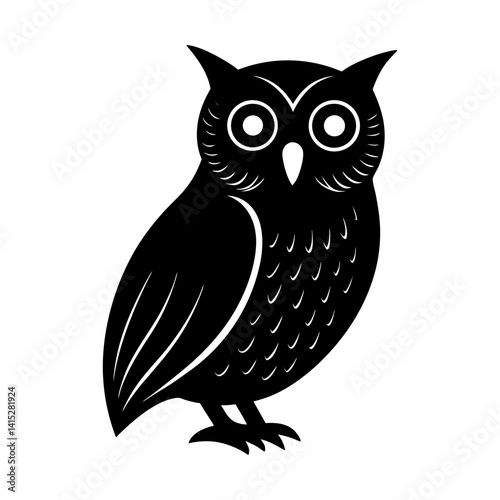 Illustration of a stylized nocturnal avian predator silhouette