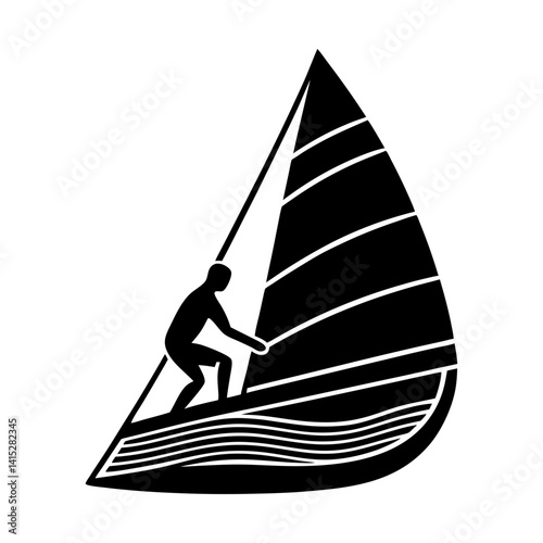 Windsurfing watersport silhouette vector graphic art