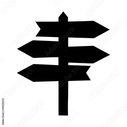 Directional signage with multiple arrow options silhouette
