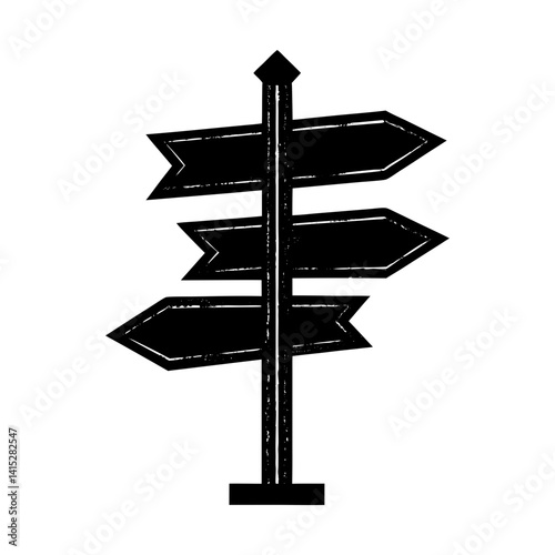 Directional signpost with multiple arrow signs silhouette