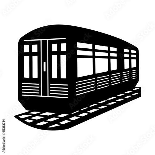 Subway train public transportation vector graphic silhouette