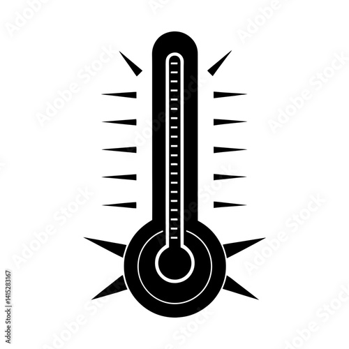 Temperature hot fever thermometer icon illustration silhouette