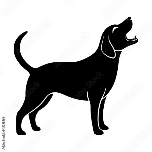 Vector graphic of a howling canine silhouette art