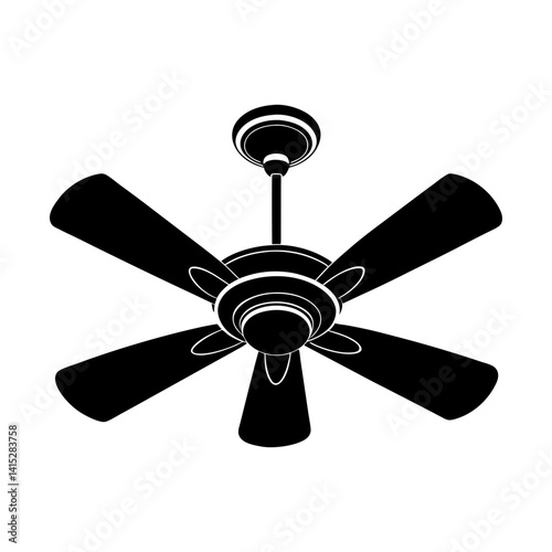 Ceiling fan with five blades for home ventilation silhouette