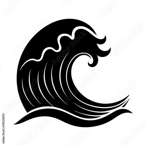 Ocean wave illustration vector graphic design art silhouette