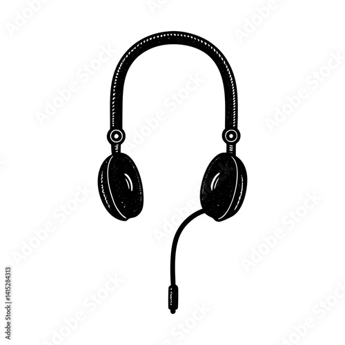 Isolated audio listening device vector illustration silhouette