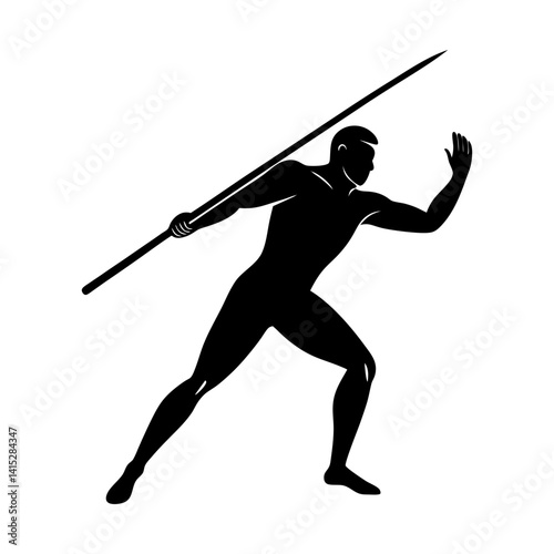 Athlete throwing javelin sport competition vector silhouette