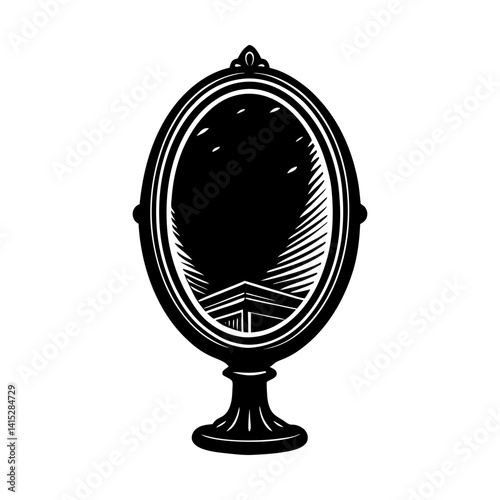 Antique vanity mirror vintage reflection design art silhouette