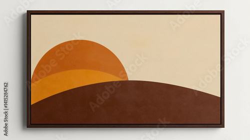 Minimalist sunset landscape in earthy colors
