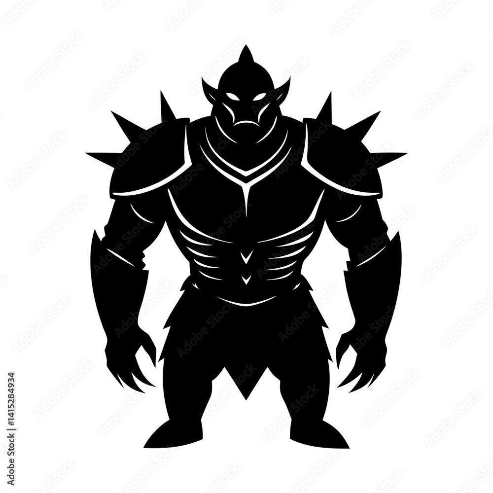 Fototapeta premium Fantasy warrior armored creature vector illustration silhouette