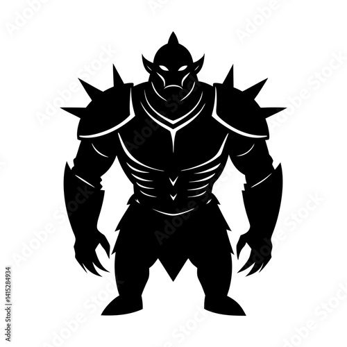 Fantasy warrior armored creature vector illustration silhouette