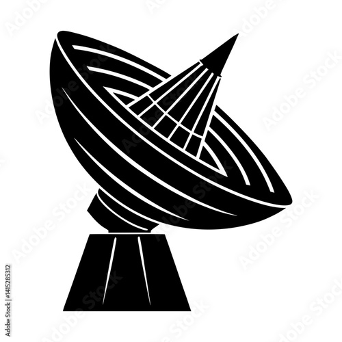 Satellite dish antenna for communication system silhouette
