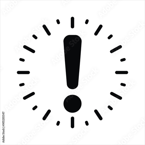 Exclamation mark warning symbol with radiating lines icon in White Background
