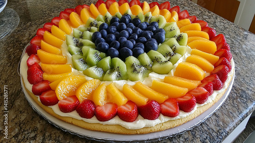 Obraz na płótnie Fruit pizza on sugar cookie crust w salonie