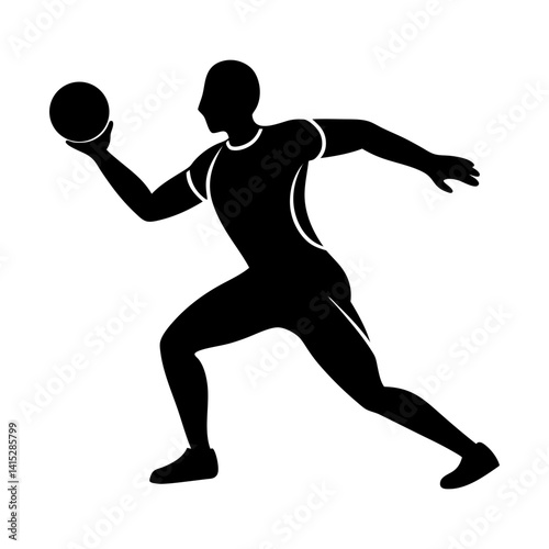 Athlete throwing ball silhouette sport vector art
