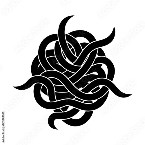Abstract tangle of curved lines graphic design art silhouette