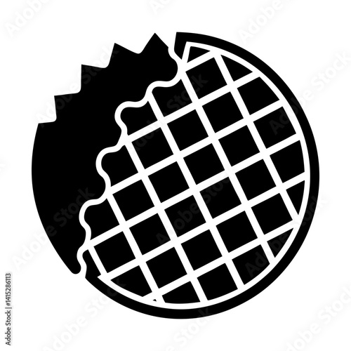 Crispy waffle breakfast food sweet treat graphic art silhouette
