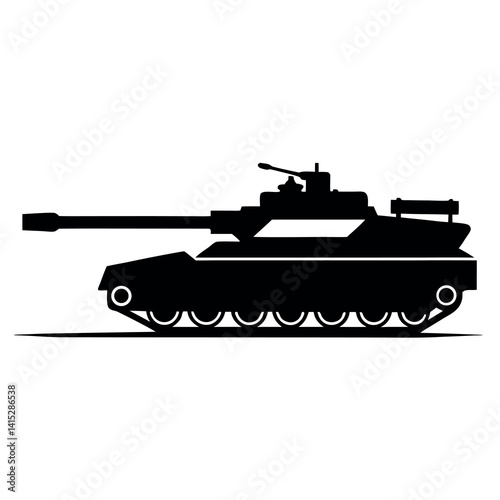A black-and-white-silhouette-of-a-military-tank 
