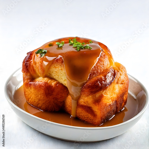  Brioche Bread Pudding with Bourbon-Caramel Sauce 