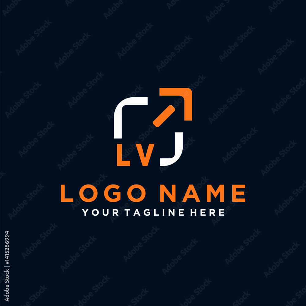 LV initials minimal modern technology logo design LV initials minimal modern technology logo design
