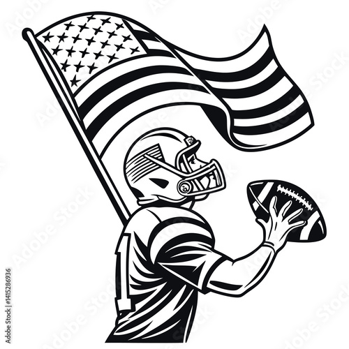 A black-and-white-vector-illustration-of-a-football.  