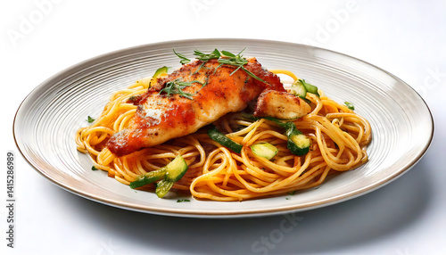 Chicken and Noodle Spaghetti white background