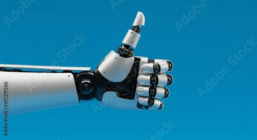 OK, Mão do exterminador robotica, com dedo para cima a subir