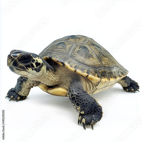 Realistic turtle on white background 사실적인 거북이, 흰 배경