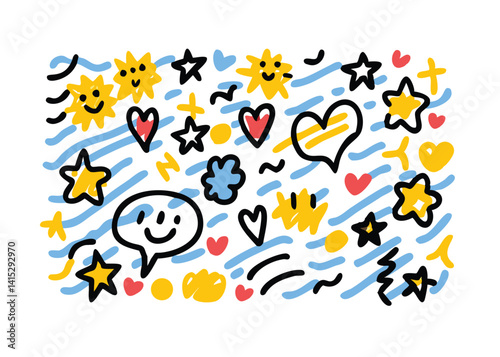 Seamless Random Scribbles and Kids Doodle Pattern – Hand-Drawn Playful Scribbles, Childlike Sketches, and Fun Doodle Designs for Creative Backgrounds