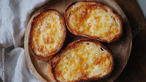 Obraz na płótnie Golden cheese toast with crispy edges w salonie