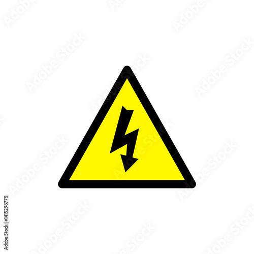 Lightning bolt icon set. Flash electric symbol. Thunderbolt flat style sign with transparent background PNG, Sign triangular high voltage on transparent background.