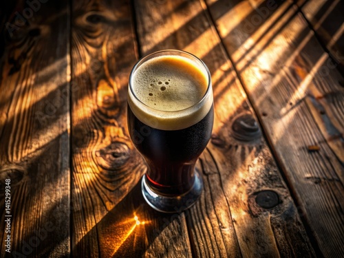 Aerial View Dark Beer Glass, Overhead Shot Black Beer, Top Down Craft Beer Photography, Beer Glass Aerial