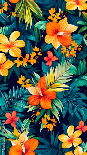 Trendy abstract print with floral and geometric elements. Suitable for social media posts, mobile apps, banner design and online advertising.