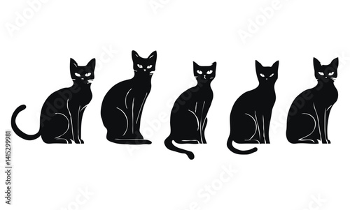 set of cat silhouette vector