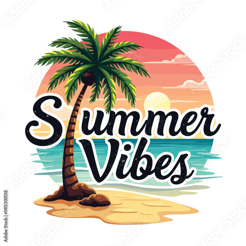 Typography summer with beech and sunset lover t-shirt design vector.