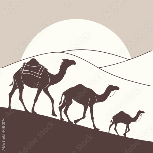 camels in the desert