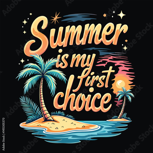 Typography summer with beech and sunset lover t-shirt design vector.