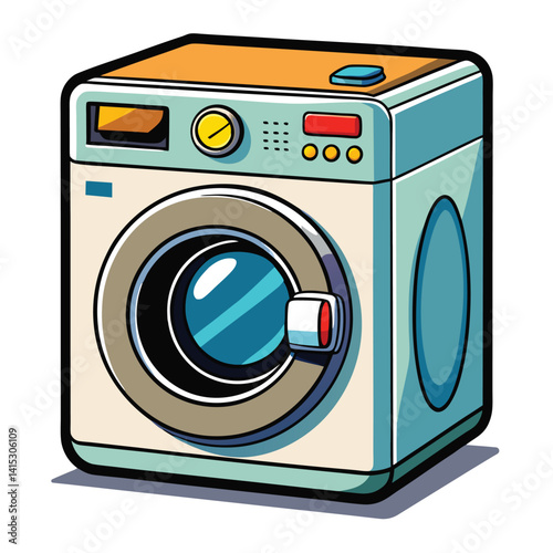 Clipart laundry machine on white background
