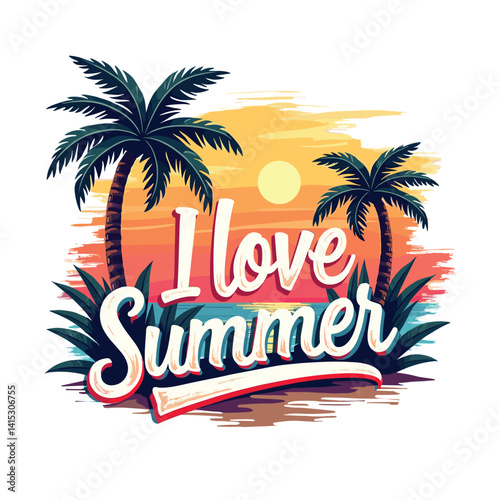 Typography summer with beech and sunset lover t-shirt design vector.