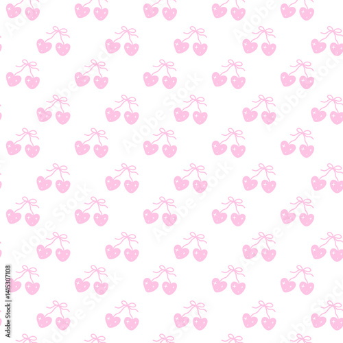 Wallpaper Mural Coquette seamless pattern pink cherries Torontodigital.ca